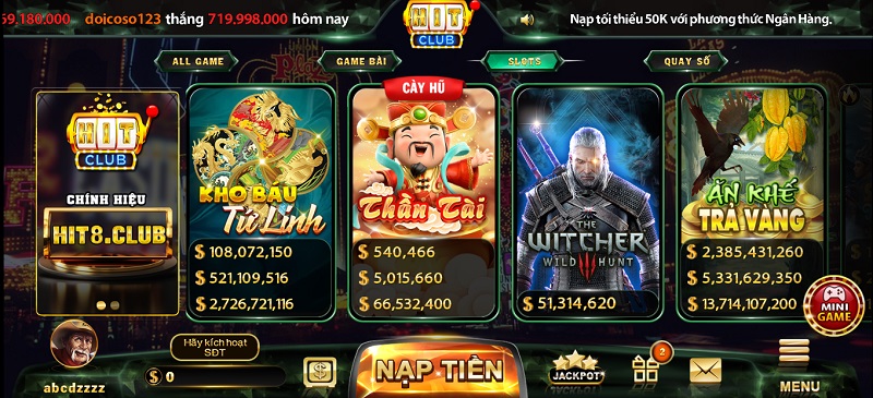 Game slot của Hit Club đem đến hũ Jackpot lên tới hàng tỷ đồng